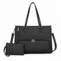 Women’s Quilted PU Leather Insulated Lunch Tote Bag with Pouch