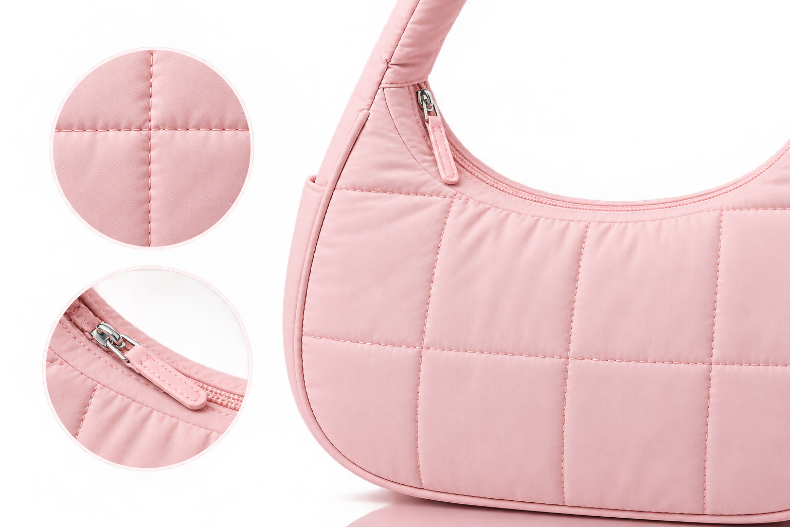 Women’s Quilted Puffer Shoulder Bag – Lightweight Nylon Underarm Hobo Tote with Adjustable Strap