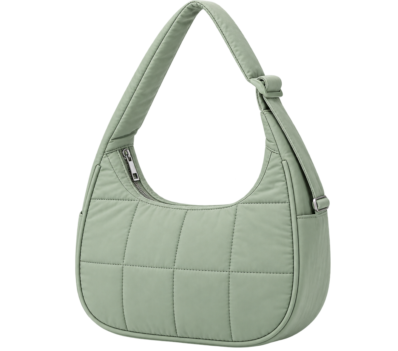 Women’s Quilted Puffer Shoulder Bag – Lightweight Nylon Underarm Hobo Tote with Adjustable Strap