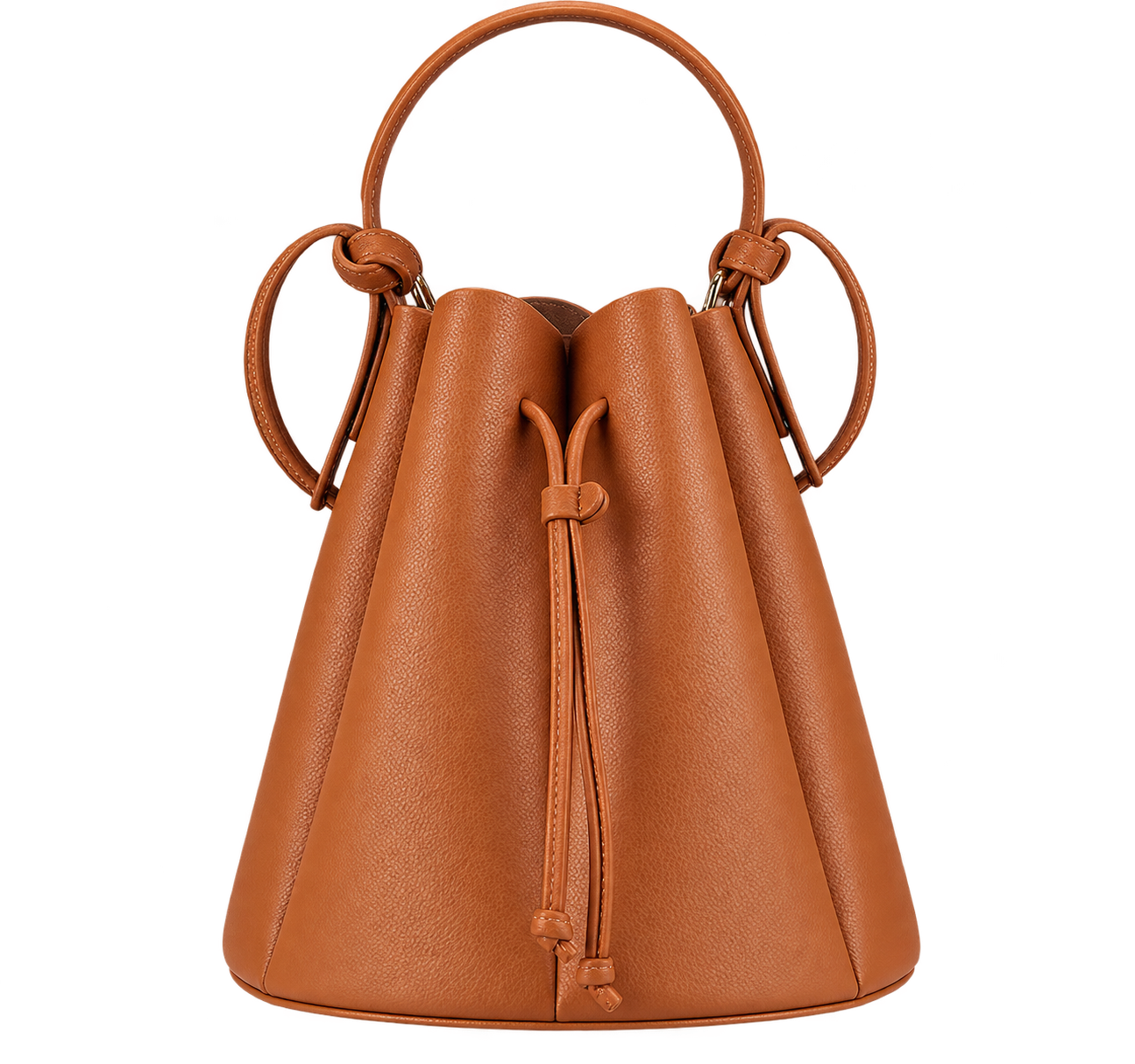 Women’s Vintage Petal Bucket Bag – PU Leather Crossbody Shoulder Handbag