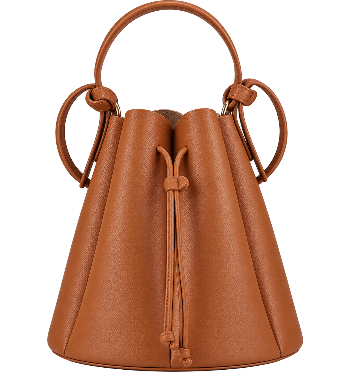 Women’s Vintage Petal Bucket Bag – PU Leather Crossbody Shoulder Handbag