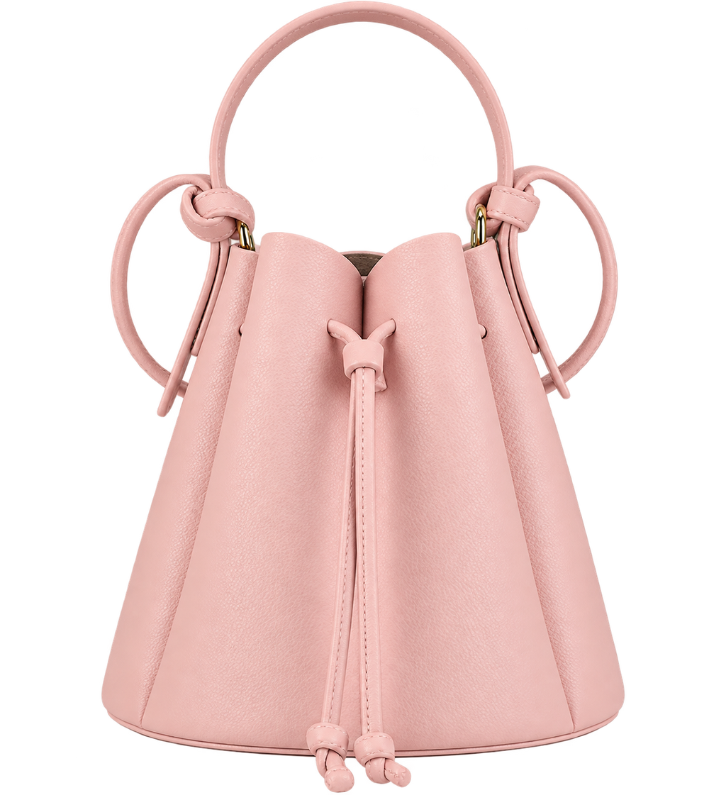 Women’s Vintage Petal Bucket Bag – PU Leather Crossbody Shoulder Handbag