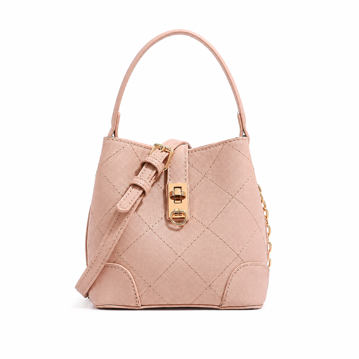 Women’s Genuine Leather Diamond Quilted Shoulder Bag – Zipper Tote Handbag