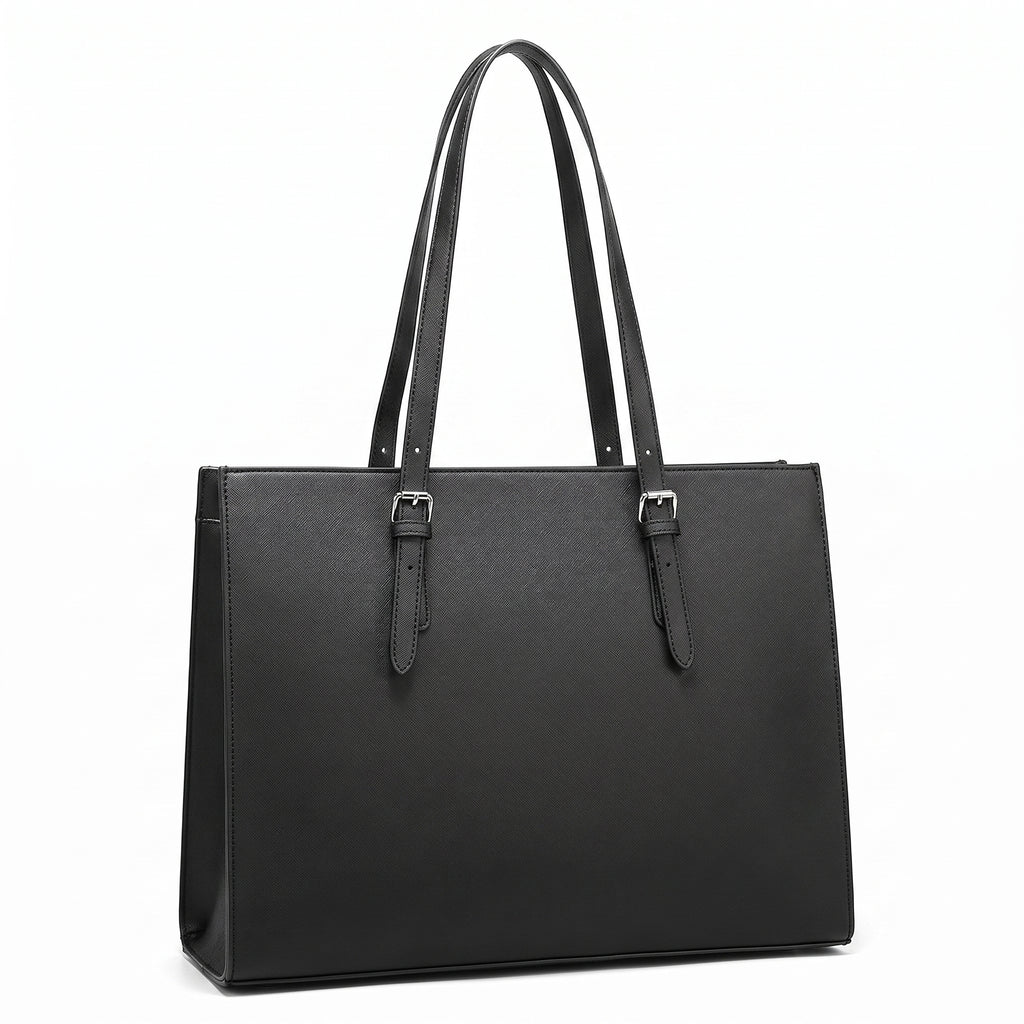 Women's Laptop Tote Bag 15.6 Inch, Large PU Shoulder Handbag with Multiple Compartments