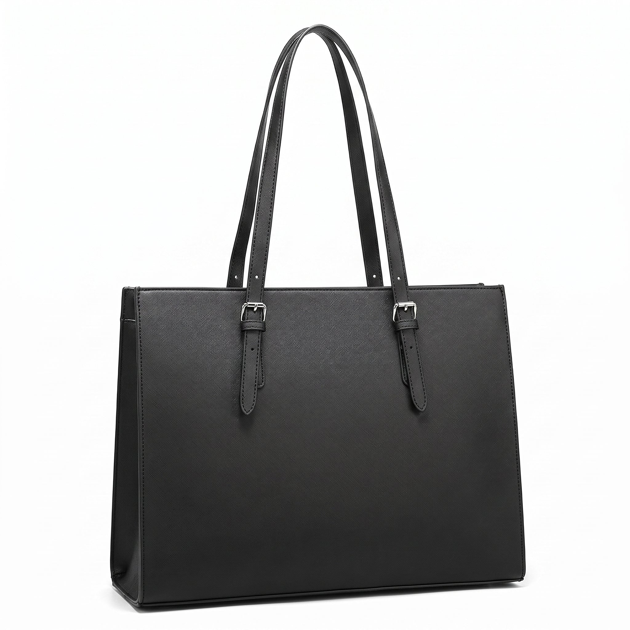 Women's Laptop Tote Bag 15.6 Inch, Large PU Shoulder Handbag with Multiple Compartments