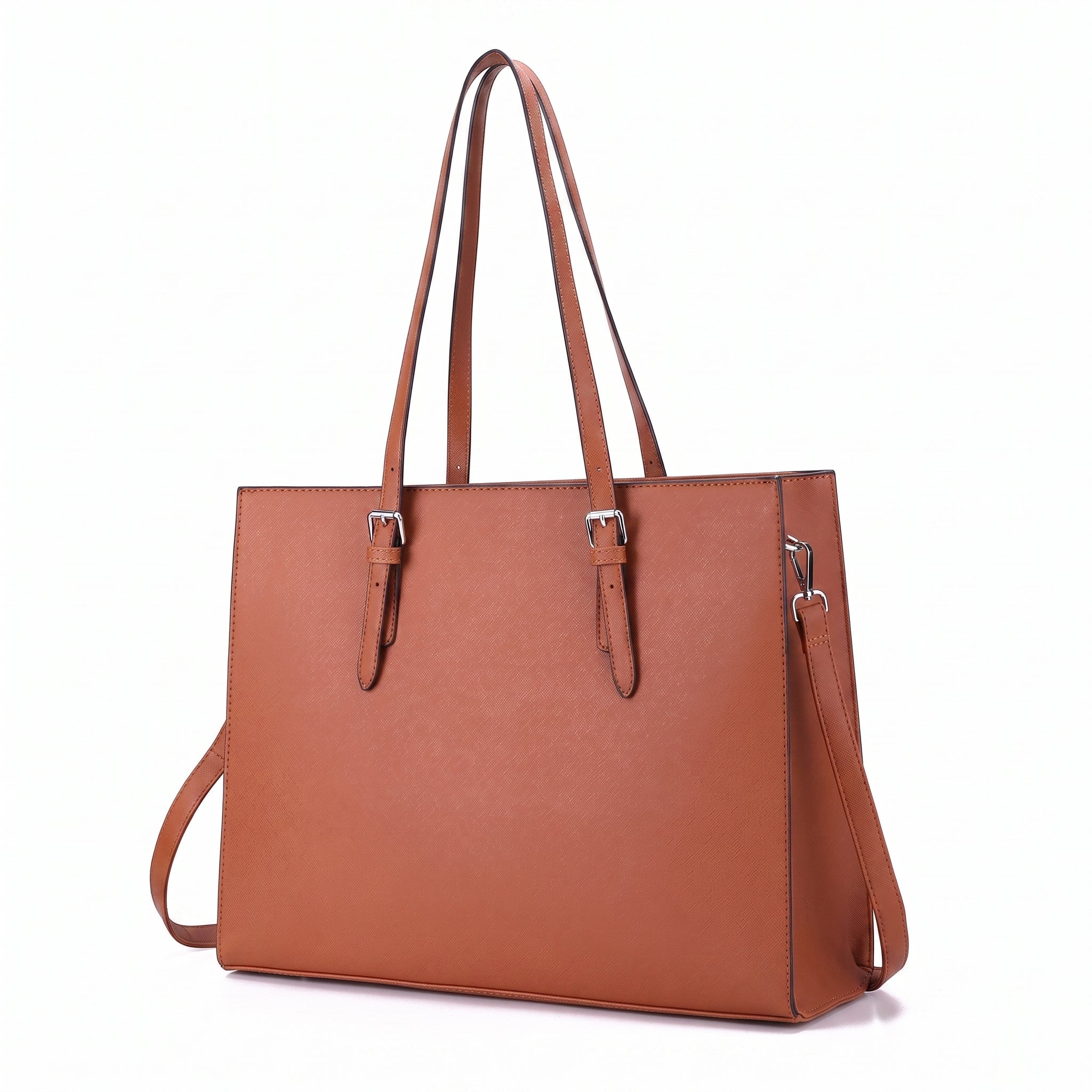 Women's Laptop Tote Bag 15.6 Inch, Large PU Shoulder Handbag with Multiple Compartments