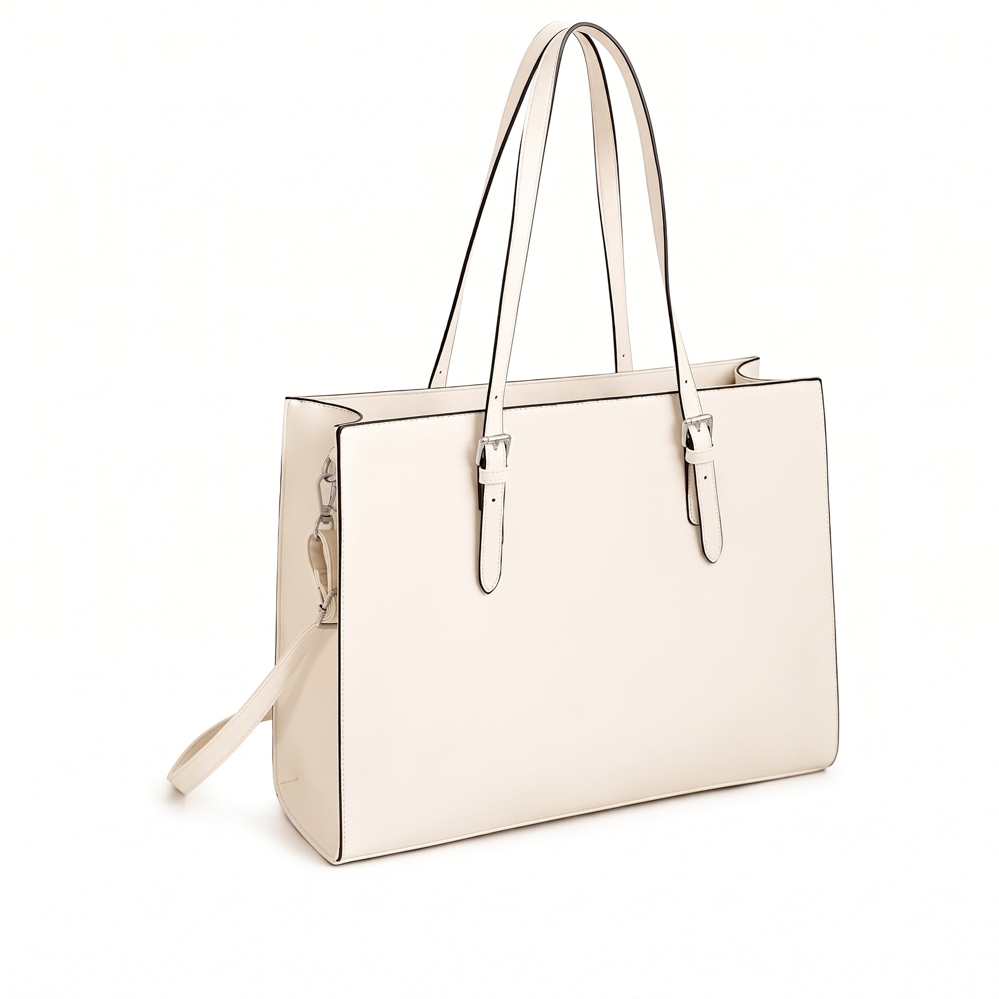 Women's Laptop Tote Bag 15.6 Inch, Large PU Shoulder Handbag with Multiple Compartments