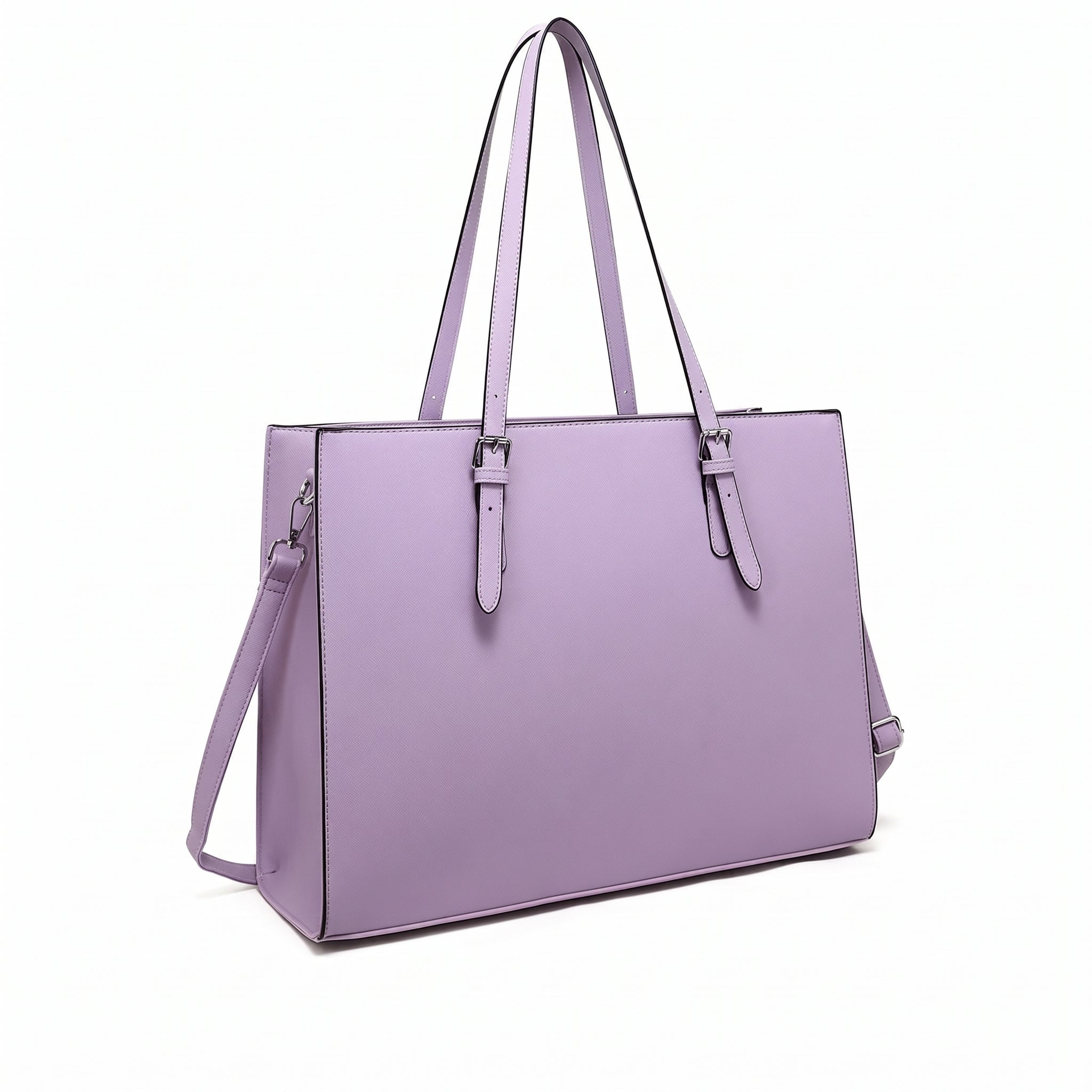 Women's Laptop Tote Bag 15.6 Inch, Large PU Shoulder Handbag with Multiple Compartments