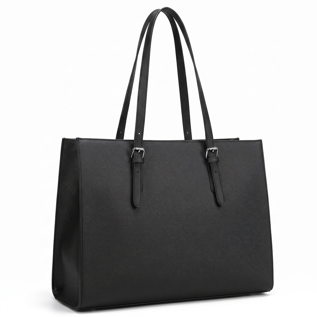 Women's Laptop Tote Bag 15.6 Inch, Large PU Shoulder Handbag with Multiple Compartments